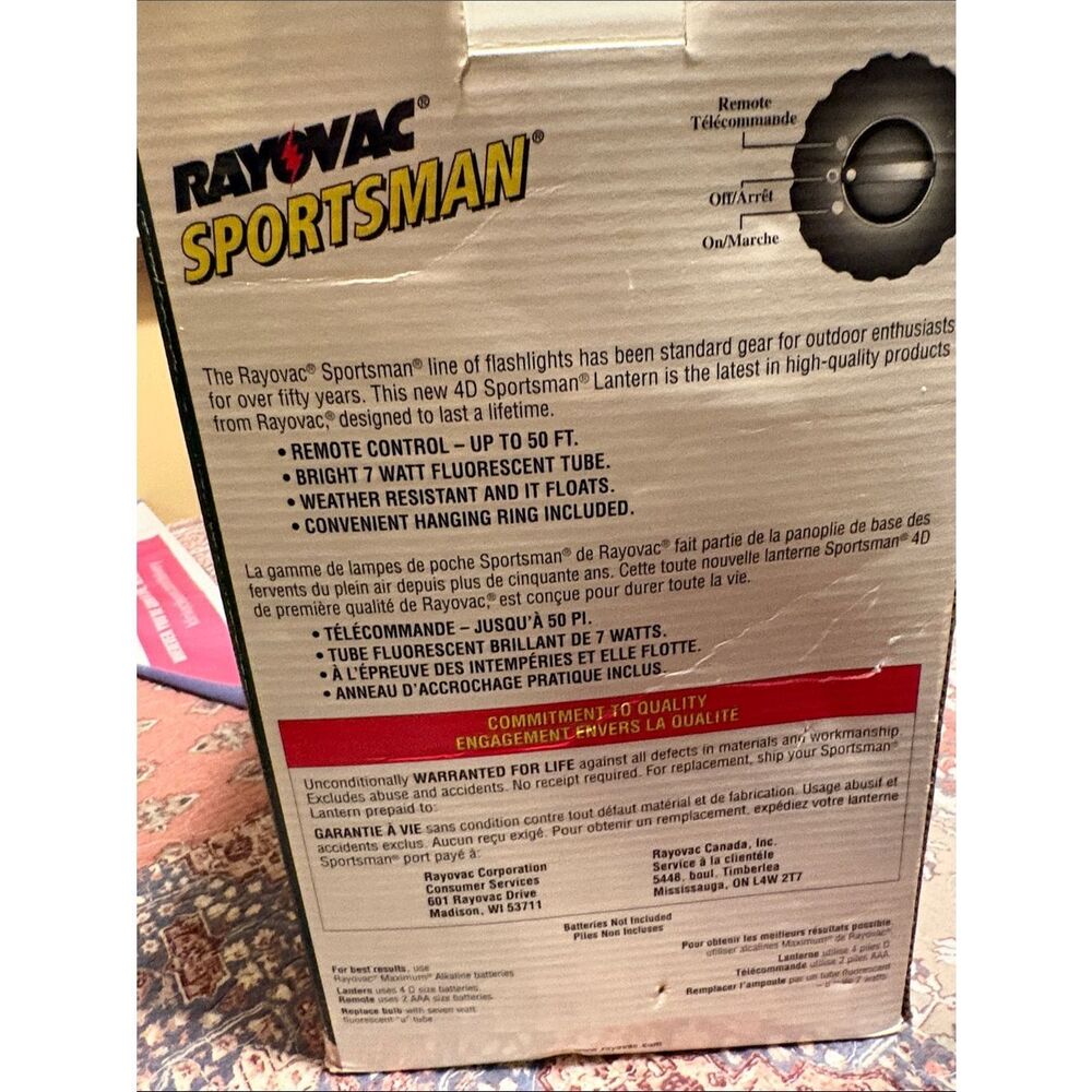 Rayovac Sportsman remote control model SP4D – FB battery hanging ring lantern